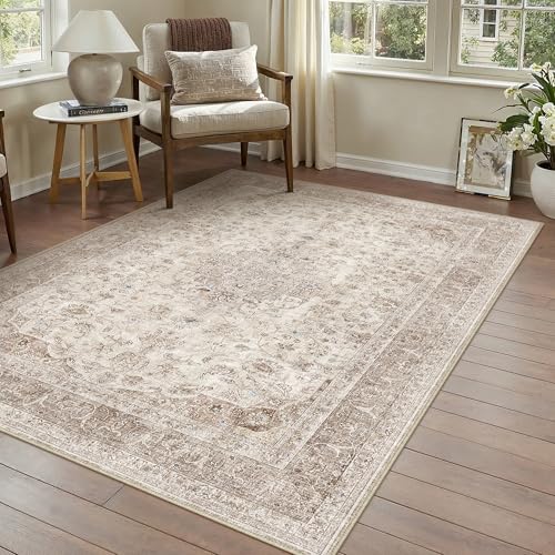 PureCozy 3x5 Washable Small Area Rug Beige Vintage Traditional Oriental - color: Antique | Beige, size: 3' x 5' (Rectangular)