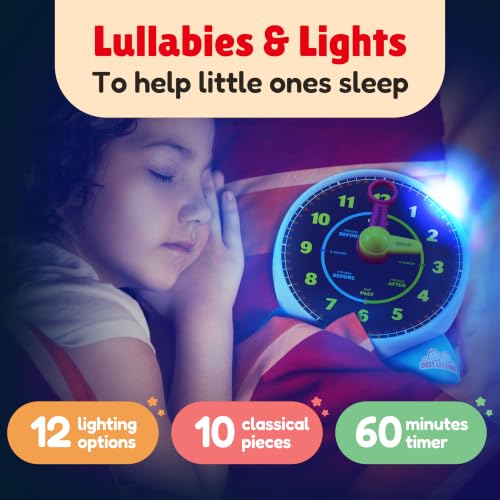 BEST LEARNING Learning Clock - Talking Time Teaching Toy for Kids | Educational Quiz Game, Interactive Lights and Sounds, Musical Night Light, Birthday Gift for 3 to 6 Year Old Boys and Girls