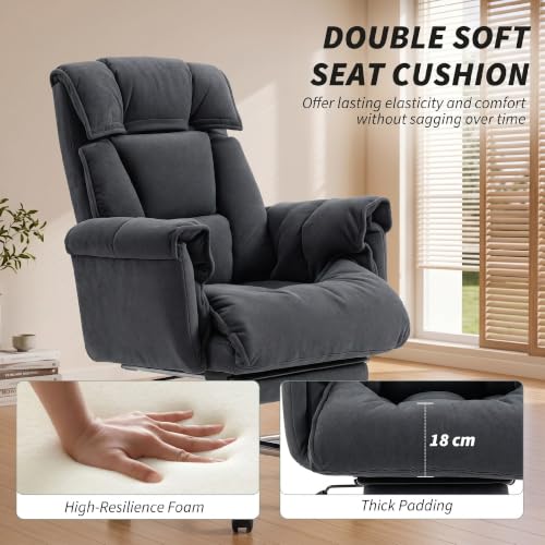 HOMCOM Executive Office Chair Comfy with Foot Rest, Reclining Swivel Computer Desk Chair with High Folding Back, Thick Cushion, Padded Armrest, Adjustable Height, Rolling Wheels, Dark Gray - color: Dark Gray