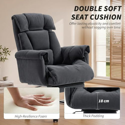 HOMCOM Executive Office Chair Comfy with Foot Rest, Reclining Swivel Computer Desk Chair with High Folding Back, Thick Cushion, Padded Armrest, Adjustable Height, Rolling Wheels, Dark Gray - color: Dark Gray