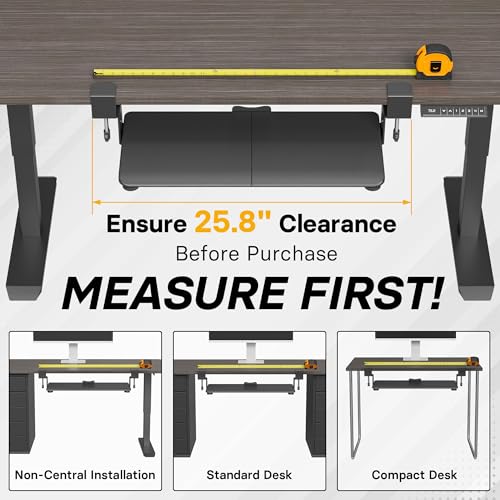 BONTEC KMT01-PJ Under Desk Keyboard Tray, Pull-Out Keyboard & Mouse Platform with C-Clamp, 20 x 11.8 in Space-Saving Ergonomic Slide-Out Drawer, Black - color: Black, size: 20" x 11.8"