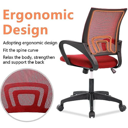 PayLessHere | Office Chair | Red | Pack of 1 | with Lumbar Support - color: Red, style: pack of 1