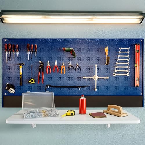 VIVO Wall Mounted Folding 43 inch Workbench, Fold Away Table Workstation Shelf with Adjustable Steel Brackets, White, MOUNT-SF1FW - color: White