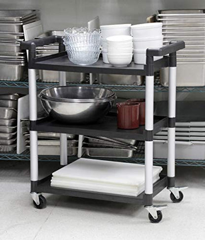 MaxWorks 80774 3-Shelf Utility Plastic Cart with Wheels-225 Lbs Maximum Capacity , Black - style: 3 Shelves
