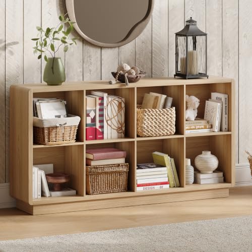 ChooChoo 8 Cube Storage Organizer, Wooden Bookcase with Storage, 57 Inch - color: Natural, size: 2-tier 8-cubes