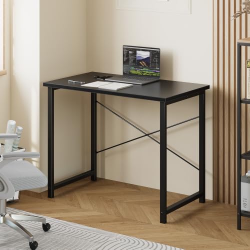 Sweetcrispy 32-Inch Small Computer Desk for Bedroom, Black - color: Black, size: 32-Inch