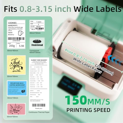 ORGSTA Label Maker Machine with Tape, Bluetooth Thermal Label Printer | Compatible with Phone & PC, Sticker Printer for Small Business, Home, School, Office, Thermal Barcode Printer - color: Green