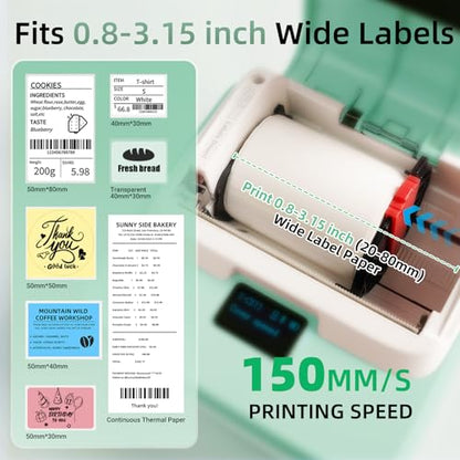 ORGSTA Label Maker Machine with Tape, Bluetooth Thermal Label Printer | Compatible with Phone & PC, Sticker Printer for Small Business, Home, School, Office, Thermal Barcode Printer - color: Green