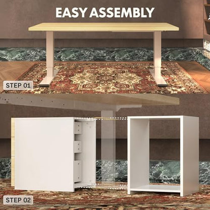 FLEXISPOT EN2 55"x28" Standing Desk Bundle with Storage Cabinet, White - color: White Top + White Frame, size: 55x28 | Cabinet