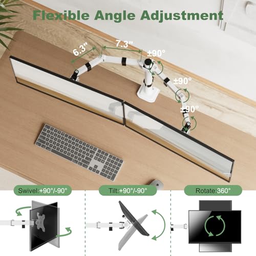 UPGRAVITY White Dual Monitor Mount Stand for Two 17"-32" Screens