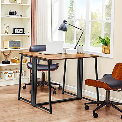 WOHOMO Folding Desk, 31.5" Foldable Computer Table for Small Spaces, Walnut - color: Brown, size: Small Size:31.5 x 15.7