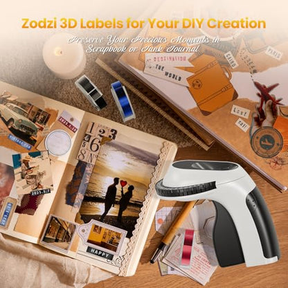 Zodzi Label Maker,Embossing Label Maker,Manual Embossed Label Maker Machine - color: Black