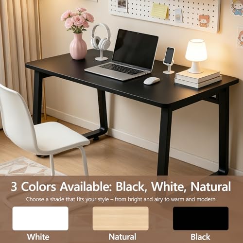 Small Office Computer Desk, Simple Style Writing Desk Waterproof and Scratch-Resistant,Sturdy Study Writing Desk with Wooden Tabletop and Metal Frame for Bedroom, Study Room, Living Room - color: Black, size: 39.4*19.5