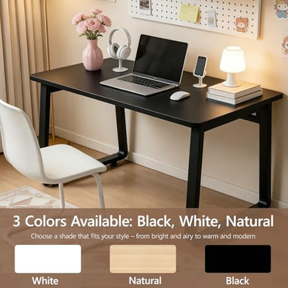 Small Office Computer Desk, Simple Style Writing Desk Waterproof and Scratch-Resistant,Sturdy Study Writing Desk with Wooden Tabletop and Metal Frame for Bedroom, Study Room, Living Room - color: Black, size: 39.4*19.5