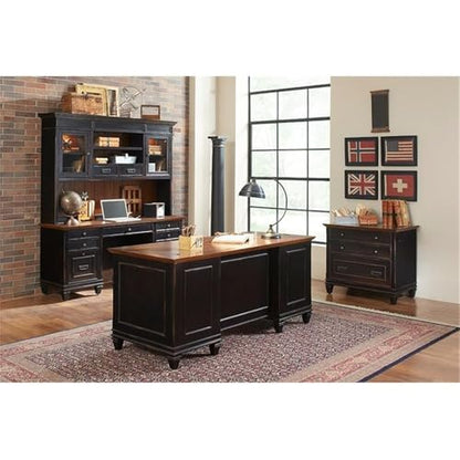 BOWERY HILL 3 Drawers 31" Lateral Black Wood Filing Cabinet Pre-Assembled Stationary Legal/Letter Size for Home, Office - color: Black