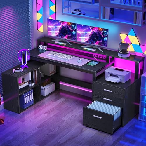 YITAHOME L Shaped Desk with 3 Drawers