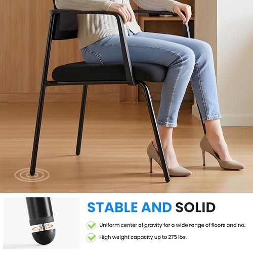 Simple Deluxe 2-Pack Armless Guest Chairs, Ergonomic Mesh Back & Padded Fabric Seat, Stackable Non-Wheeled Design for Office Waiting Rooms, Lobbies, Conferences & Home Desks - color: Black, size: 2 Pack Mesh Back