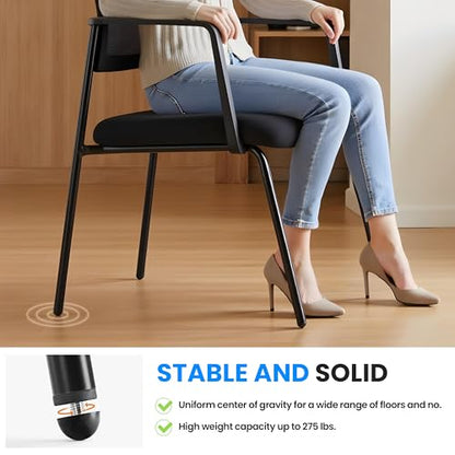 Simple Deluxe 2-Pack Armless Guest Chairs, Ergonomic Mesh Back & Padded Fabric Seat, Stackable Non-Wheeled Design for Office Waiting Rooms, Lobbies, Conferences & Home Desks - color: Black, size: 2 Pack Mesh Back