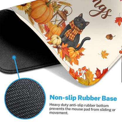 Large Mouse Pad, Mouse Pad, 31.5 x 15.7 Inch, Fall Pumpkin Cat | Autumn Leaves Non-Slip Desk Pad Keyboard and Mouse Desk Mat for Gamer, Office & Home - color: Pumpkin Cat Lantern