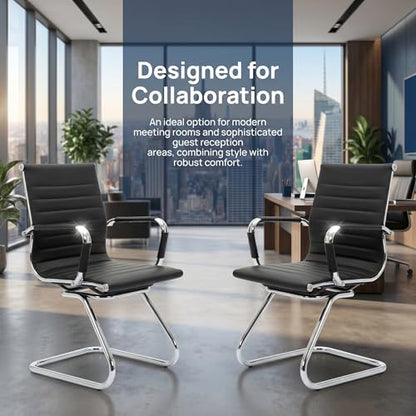 HNY 4-Pack PU Leather Office Guest Chairs - color: Black, size: 4 PCS