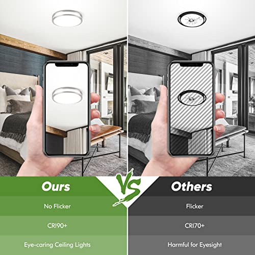 36W 3600lm Super Bright LED Light Fixtures, 2PACK Modern Flush Mount Ceiling Lights Daylight White 5000K, 13 Inch Dimmable Lamps for Kitchen Bathroom Hallway Bedroom, Brushed Nickle - color: Brushed Nickle-5000K-2, size: 13 inch