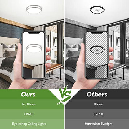 36W 3600lm Super Bright LED Light Fixtures, 2PACK Modern Flush Mount Ceiling Lights Daylight White 5000K, 13 Inch Dimmable Lamps for Kitchen Bathroom Hallway Bedroom, Brushed Nickle - color: Brushed Nickle-5000K-2, size: 13 inch