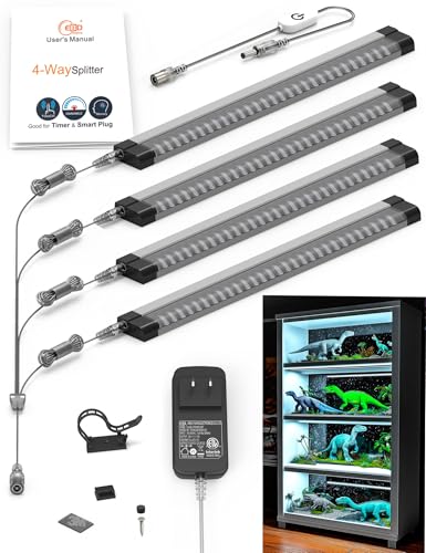 EBD LED Under Cabinet Lighting 4-Way Parallel Connection Display Case Lights Touch Kitchen Counter Light Bar 4 Panels 1800 Lm 6500K Energy Super Bright for Pantry Garage Closet Bookcase & Shelf - size: 4-Way 4-Pack