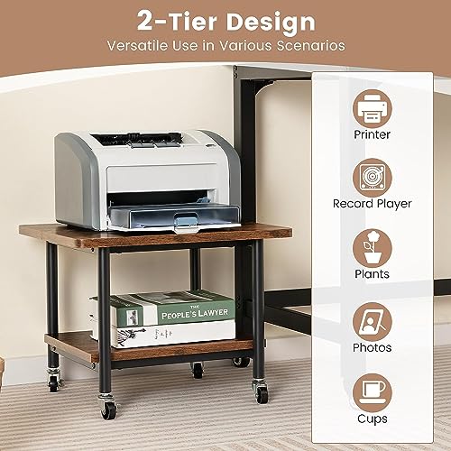 Printer Holder Printer Stand Printer Desk 2-Tier Printer Stand Rolling Printer Cart with 2 Storage Shelves Mobile Machine Storage Rack for Home Office Printer Shelf Printer Rack Printer Table - color: A