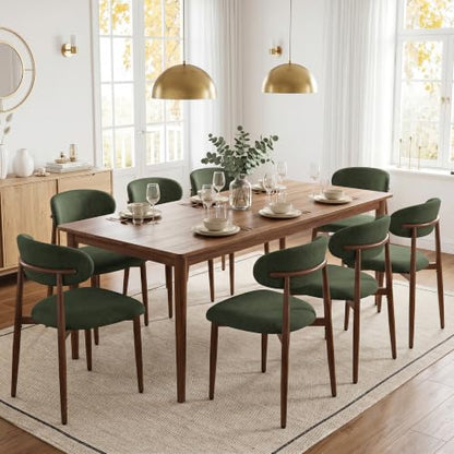 UVV Dining Chairs Set of 2, Metal Kitchen Chairs with Modern Fabric Upholstered for Dining Room, Green - color: Green-walnut-grain, size: Set of 2