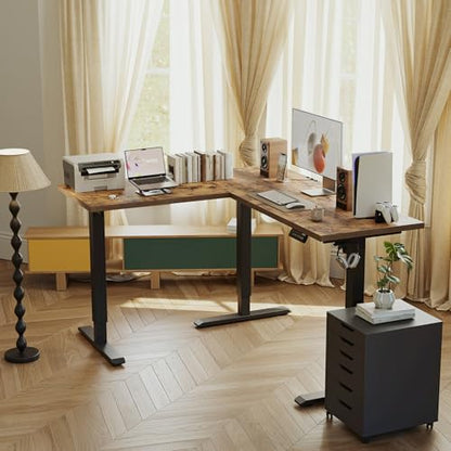 Agilestic L Shaped Standing Desk Adjustable Height, 59 Inch, Rustic Brown - color: Rustic Brown, size: 59 x 48 Inch