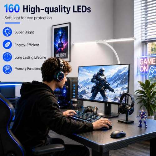 Desk Lamps for Home Office, Computer Light Bar, Double Head, White - color: White