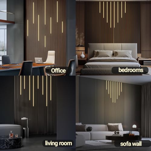 HAMRVL Black LED Recessed Lighting Kit - 8 PCS 3000K Warm White LED Strip Lights with Touch Control, Dimmable Self-Adhesive Wall Panel Lights for Wood Slat Wall Panels, Under Cabinet (Black Cover) - size: 18in＋26in＋34in＋42in/8 Pack