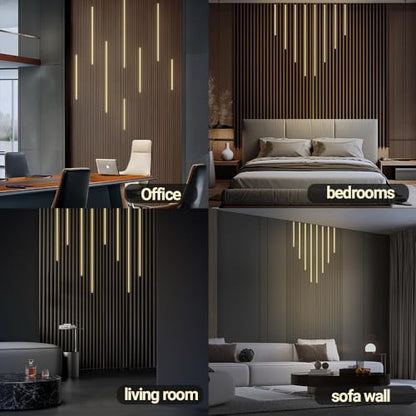 HAMRVL Black LED Recessed Lighting Kit - 8 PCS 3000K Warm White LED Strip Lights with Touch Control, Dimmable Self-Adhesive Wall Panel Lights for Wood Slat Wall Panels, Under Cabinet (Black Cover) - size: 18in＋26in＋34in＋42in/8 Pack