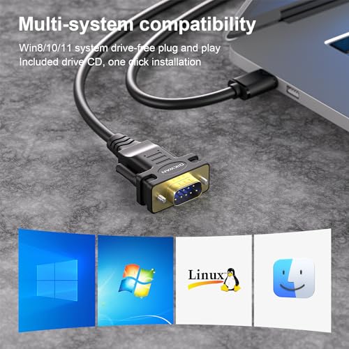 USB to RS232, USB Serial Adapter with FTDI Chipset,USB 2.0 to Male DB9 Serial Cable for Windows 11,10, 8, 7, Vista, XP, 2000, Linux and Mac OS(6ft)… - size: 6FT, style: USB-MALE