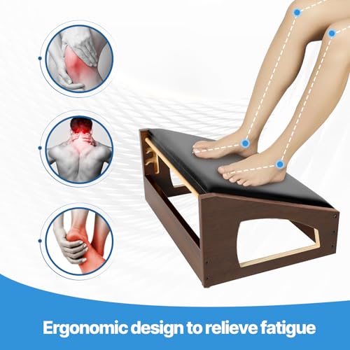 Ergonomic Foot Rest Under Desk,4 Adjustable Height Foot Stool - color: Espresso01