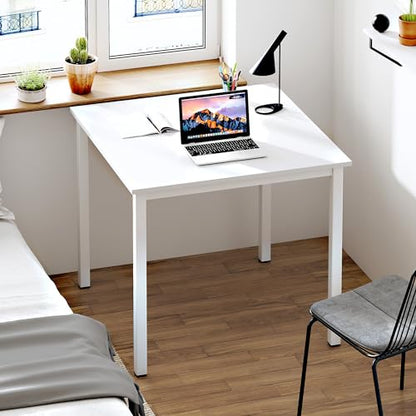Need Small Square Dining Table 31.5inch Home Office Desk White - color: White & White Frame, size: 31.5x31.5 inch