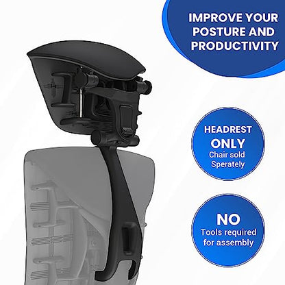OFFICE LOGIX SHOP Embody Headrest Compatible with Herman Miller Embody Chair (Black Rythem Fabric/Gaphite Frame) - color: Black Rythem Fabric/Gaphite Frame