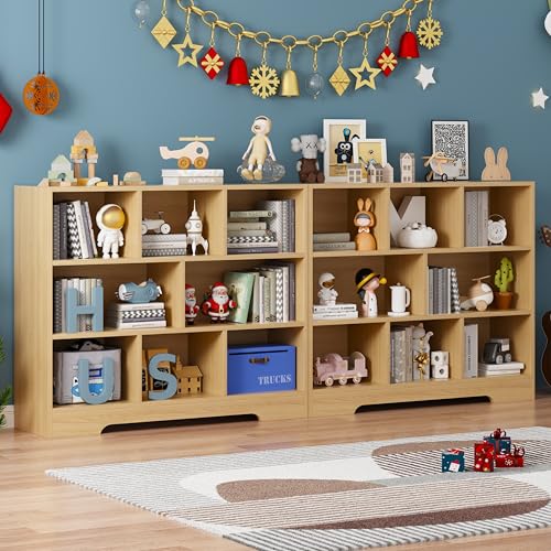 Book Shelf, 8 Cubes Storage Organizer, Open Shelf Bookcase Log Bookshelf | 3-Tier Wooden Cube Shelf, Freestanding Cube Storage for Bedroom, Living Room, Home Office - color: Wooden, size: 8 Cubes-2 PCS