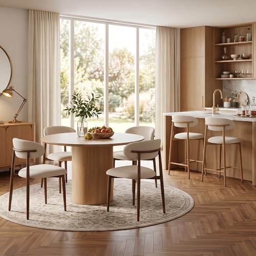 UVV Dining Chairs Set of 4, Metal Kitchen Chairs with Modern Fabric Upholstered for Dining Room, Beige - color: Beige-walnut Grain, size: Set of 4