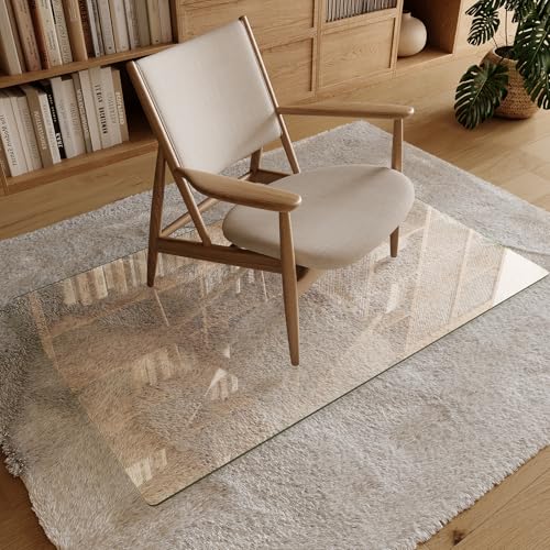 Koonmi Tempered Glass Chair Mat 30"x48" - Premium Office Chair Mat for Hardwood Floors & Low-Pile Carpet with 4 Non-Slip Pads - Thick Scratch-Resistant Surface - size: 30*48