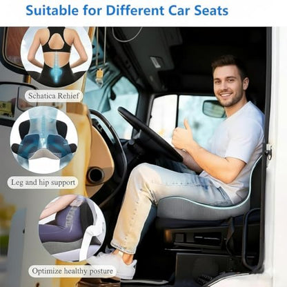 Ergonomic L-Shaped Memory Foam Seat Cushion with Lumbar Support, Designed to Help Relieve Tailbone, Coccyx & Lower Back Pain for Office,Truck, Car & Travel (Grey) - color: Grey