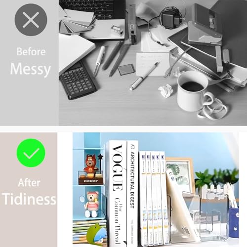 4 Pack Clear Acrylic File Organizer, Purse Organizer, File Sorter Desktop File Folder Organizer for Book, Envelopes, Mail, Document, Notebook, Office Supplies, Handbag