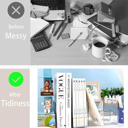 4 Pack Clear Acrylic File Organizer, Purse Organizer, File Sorter Desktop File Folder Organizer for Book, Envelopes, Mail, Document, Notebook, Office Supplies, Handbag