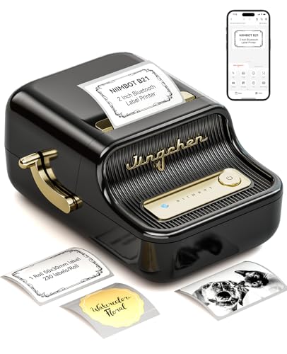 NIIMBOT B21 Label Maker, 2 Inch Bluetooth Thermal Label Printer, Black | Retro Sticker Printer, for Address, Logo, Canning Jar, Candle, Mailing,Gift, Compatible with Phones and PC - color: Black