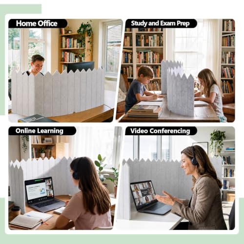 86.5 x 16'' Foldable Felt Desk Divider with 25 Thumbtacks & 8 Clips, Acoustic Desk Partition Privacy Panel, Versatile Cubicle Shield Hanging Note Item, for Office Home (Triangular) - style: Triangular