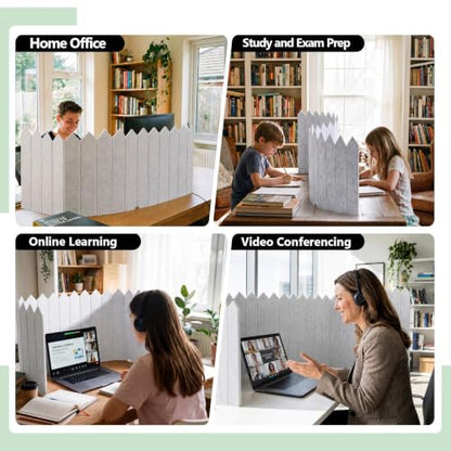 86.5 x 16'' Foldable Felt Desk Divider with 25 Thumbtacks & 8 Clips, Acoustic Desk Partition Privacy Panel, Versatile Cubicle Shield Hanging Note Item, for Office Home (Triangular) - style: Triangular