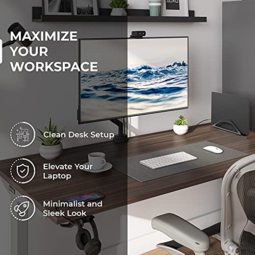 HumanCentric Vertical Laptop Stand for Desks in Matte Black, Upright Adjustable Holder to Dock Apple MacBook Stand, and Other Laptops to Organize Work & Home Office, Automatic Grip - color: Black
