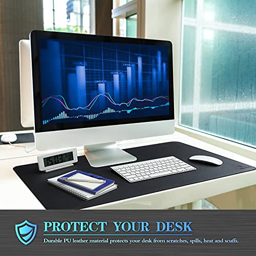 K KNODEL Large Sewing Leather Desk Mat, Desk Pad (Black, 31.5" x 15.7") - color: Black/Black, size: 31.5" x 15.7"