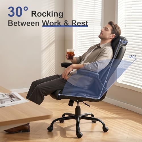 Brage Living Big and Tall Office Chair 400LBS, Heavy Duty High Back Leather