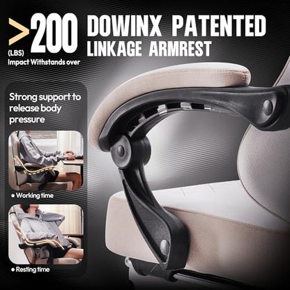 Dowinx Gaming Chair with Footrest, Ergonomic Desk Chair, Beige - color: Beige